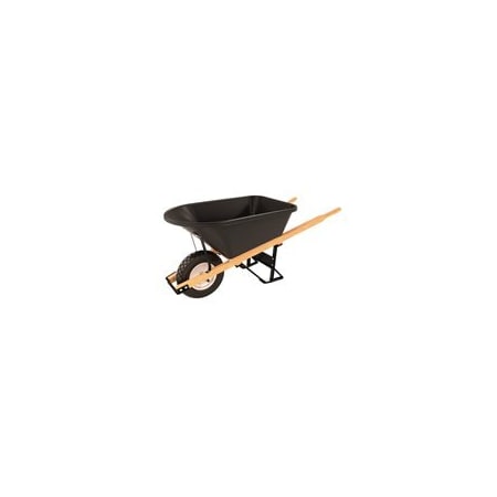 Bon Tool Barrow, Poly 5 3/4 Cubic Feet Tray, Single Flatfree Tire Wood Handle 28-704